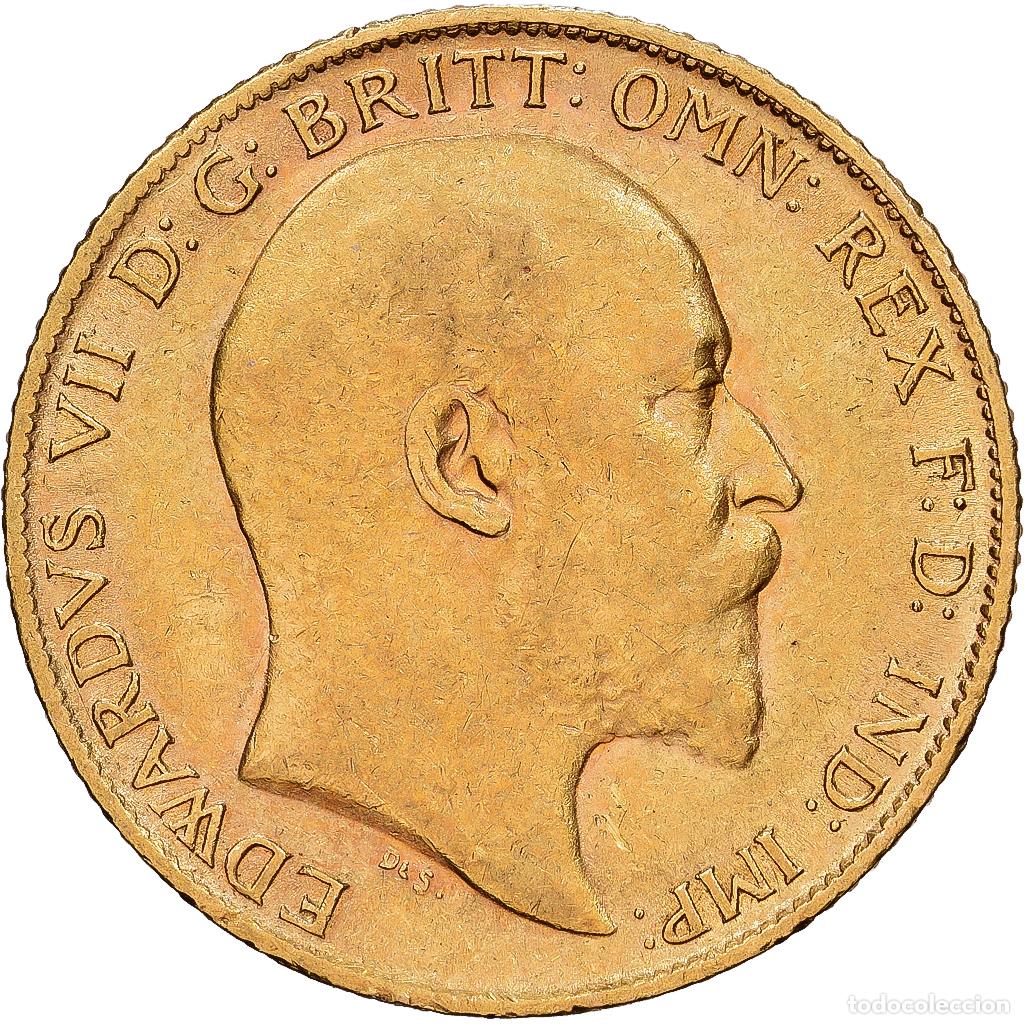 Monedas antiguas de Europa: [#1118044] GREAT BRITAIN, 1/2 Sovereign, 1908, KM #804, EF(40-45), Gold, 3.98