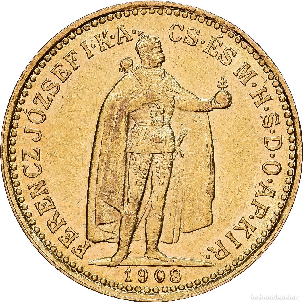 Monedas antiguas de Europa: [#1118065] HUNGARY, 10 Korona, 1908, Kormoczbanya, KM #485, AU(55-58), Gold, 3.37