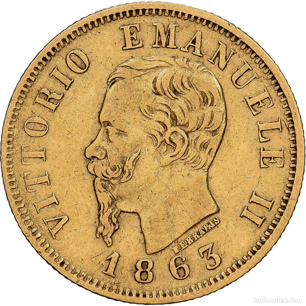 Monedas antiguas de Europa: [#1118066] Italia, Vittorio Emanuele II, 10 Lire, 1863, Torino, Oro, MBC, KM:9