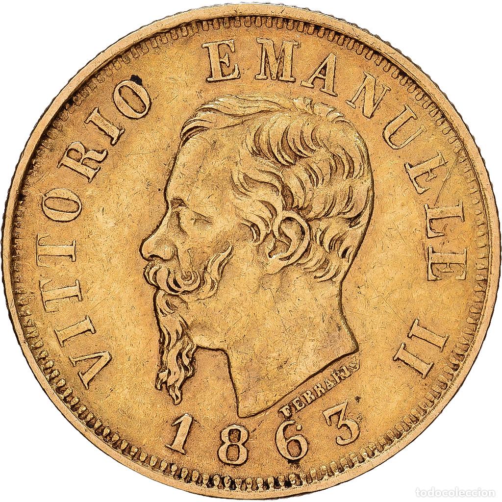 Monedas antiguas de Europa: [#1121701] Italia, Vittorio Emanuele II, 10 Lire, 1863, Torino, Oro, MBC+, KM:9