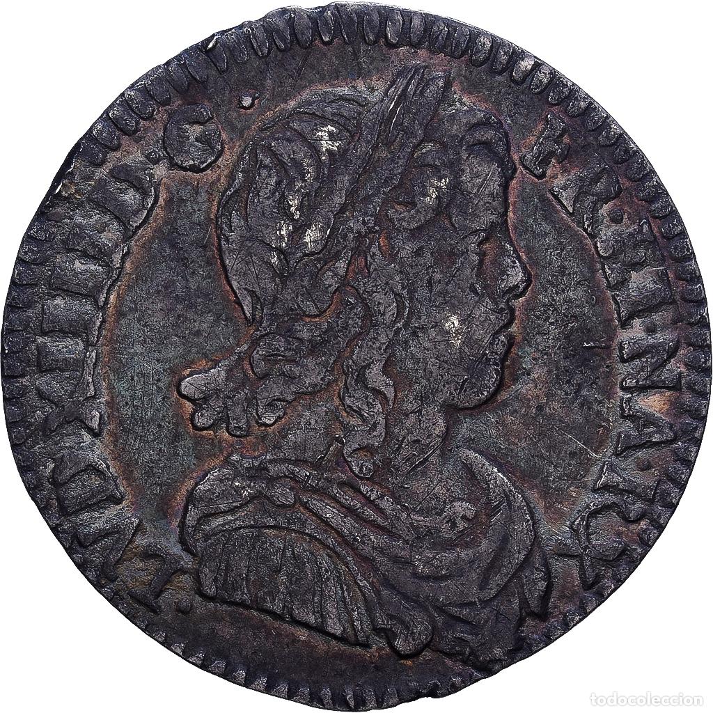 Monedas antiguas de Europa: [#1546143] Francia, Louis XIV, 1/12 Ecu &agrave; la m&egrave;che longue, 1653, Bordeaux, Plata, MBC+