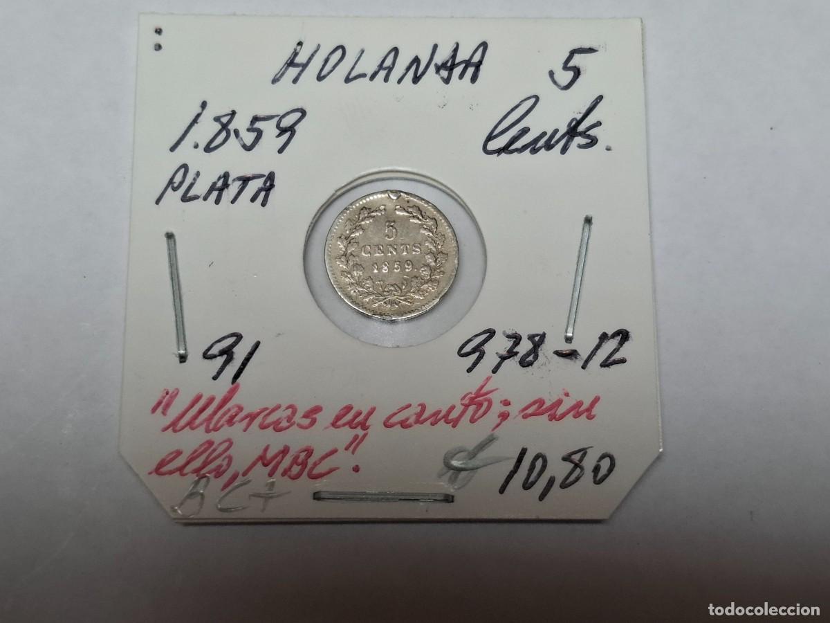 Monedas antiguas de Europa: 5 CENTIMOS de PLATA de 1859 KM 91 HOLANDA en BC+
