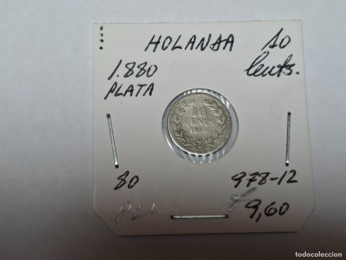 Monedas antiguas de Europa: 10 CENTIMOS de PLATA de 1880 KM 80 HOLANDA en RC+