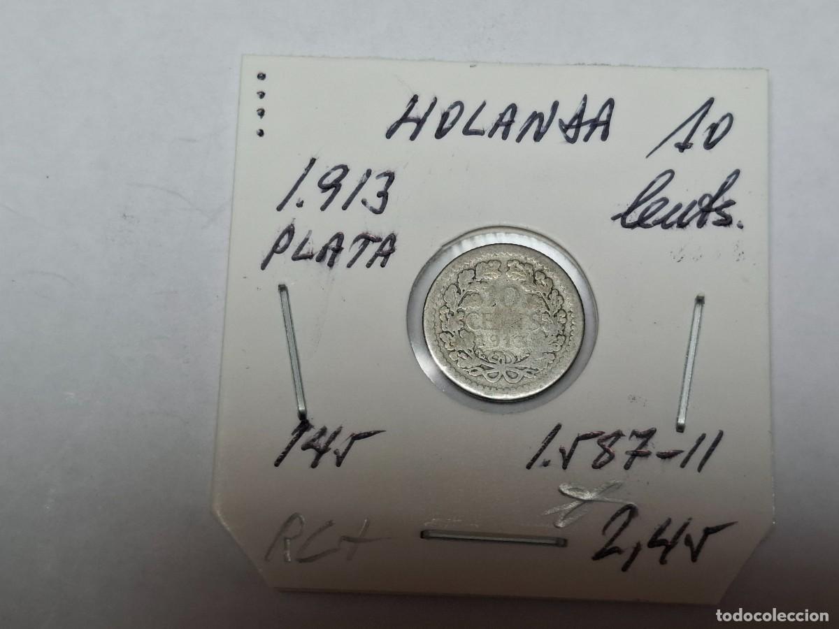 Monedas antiguas de Europa: 10 CENTIMOS de PLATA de 1913 KM 145 HOLANDA en RC+