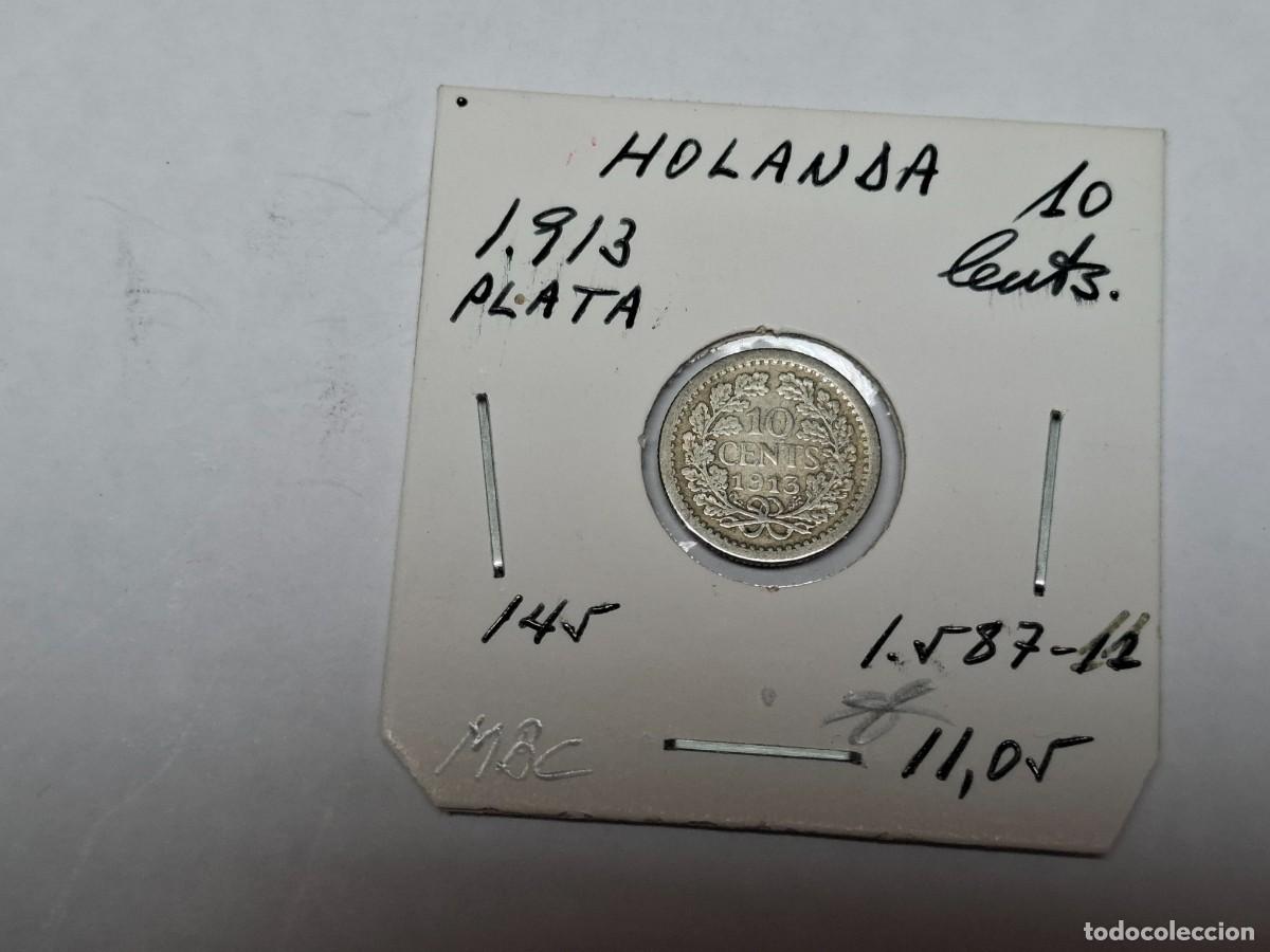 Monedas antiguas de Europa: 10 CENTIMOS de PLATA de 1913 KM 145 HOLANDA en MBC