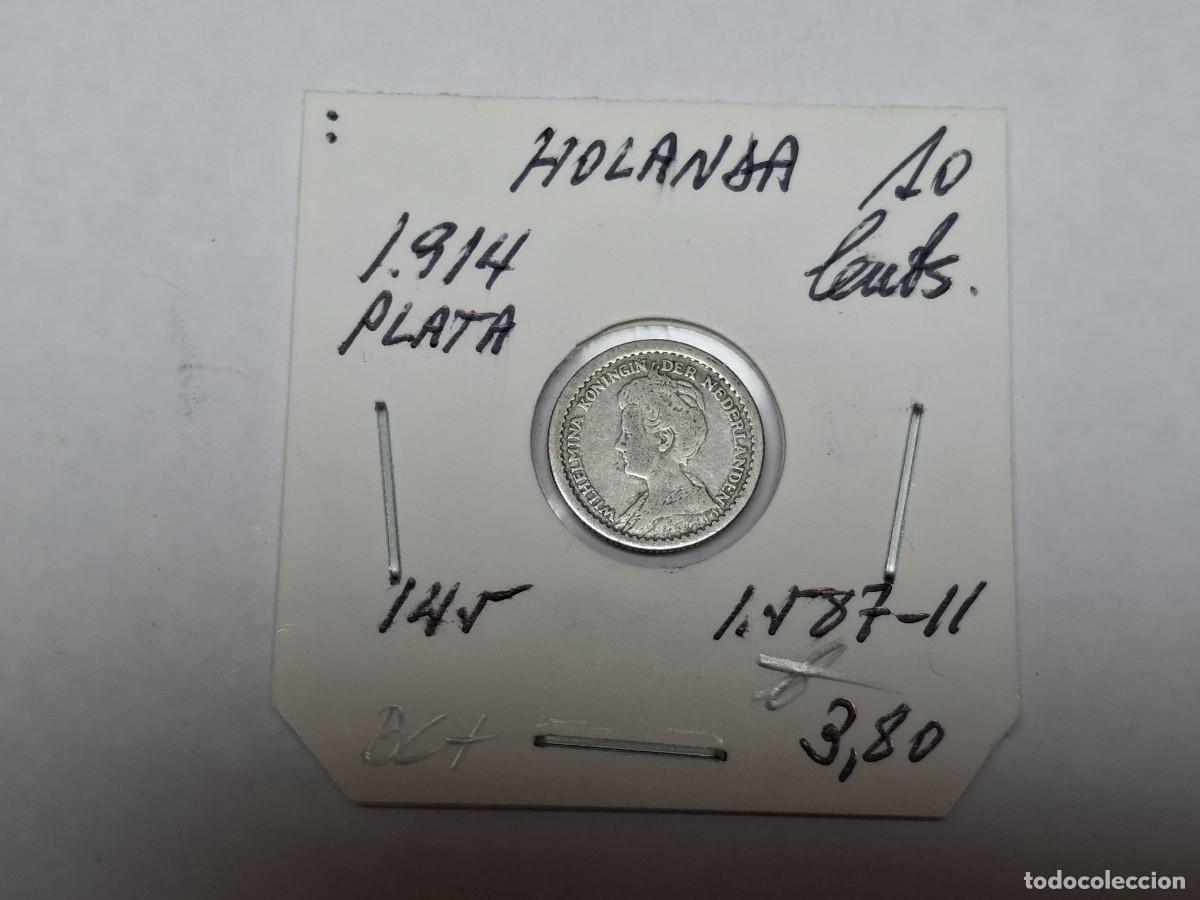 Monedas antiguas de Europa: 10 CENTIMOS de PLATA de 1914 KM 145 HOLANDA en BC+