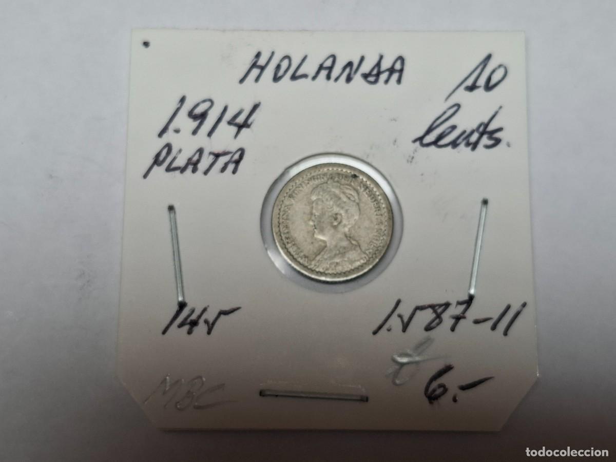 Monedas antiguas de Europa: 10 CENTIMOS de PLATA de 1914 KM 145 HOLANDA en MBC