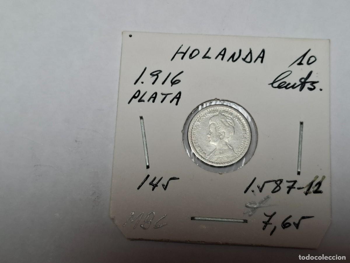 Monedas antiguas de Europa: 10 CENTIMOS de PLATA de 1916 KM 145 HOLANDA en MBC
