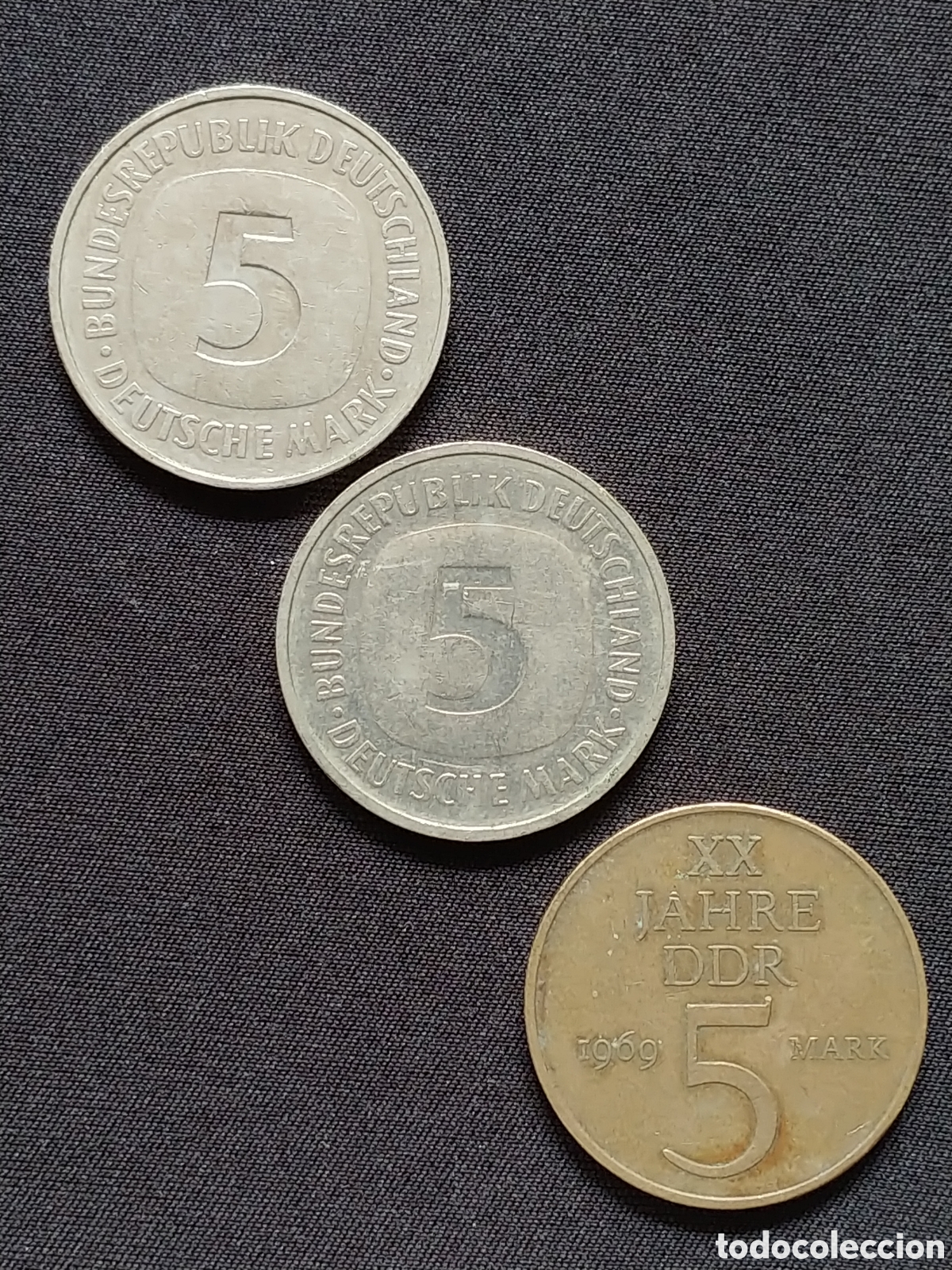 Monedas antiguas de Europa: Alemania, 2x 5 Mark 1991(BDR) y 5 Mark 1969 (DDR)