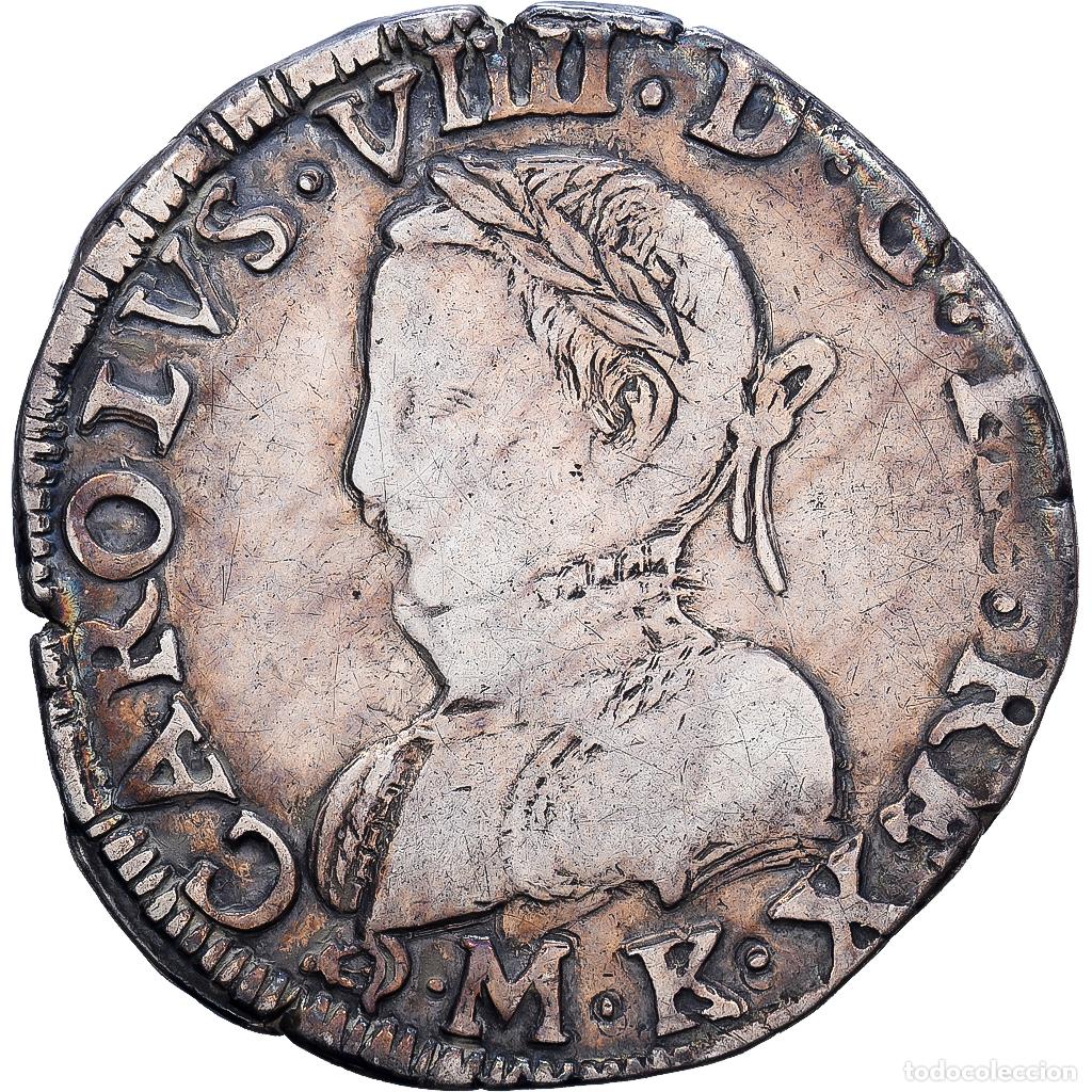 Monedas antiguas de Europa: [#1546158] Francia, Charles IX, Teston, 1563, Bordeaux, Plata, BC+, Duplessy:1063