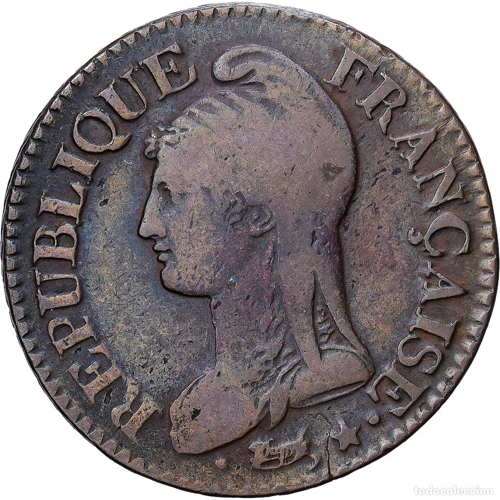 Monedas antiguas de Europa: [#1546168] Francia, Directoire, 5 Centimes, AN 7/5, Lyon, Cobre, BC+, Gadoury:126
