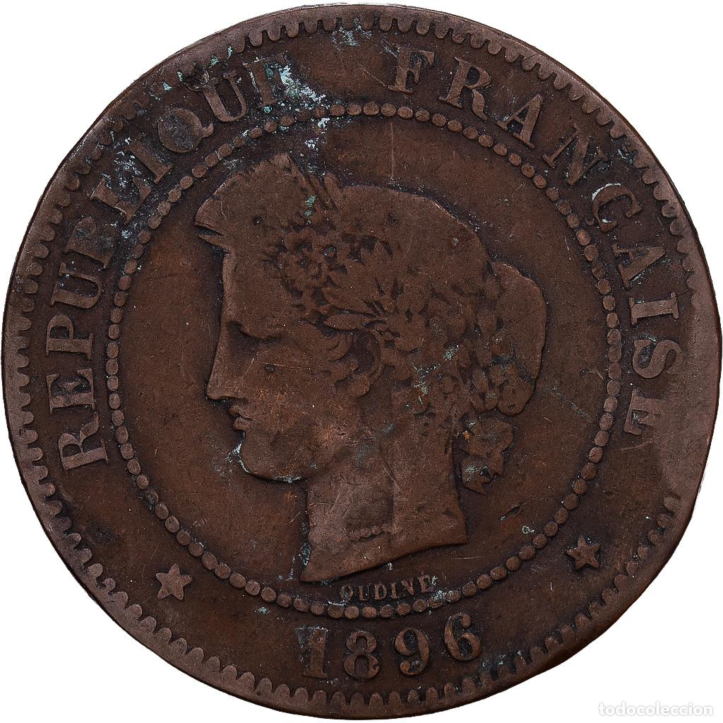 Monedas antiguas de Europa: [#1546195] Francia, 5 Centimes, C&eacute;r&egrave;s, 1896, Paris, Torche, Bronce, BC, Gadoury:157a