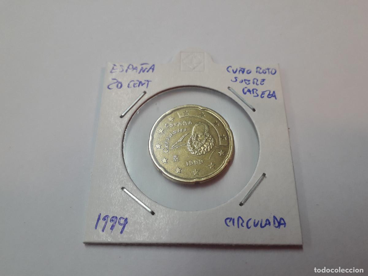 Monedas antiguas de Europa: 003787NUM-X0029-Espa&ntilde;a - 20 cent &euro; -1999 - cu&ntilde;o roto sobre cabeza