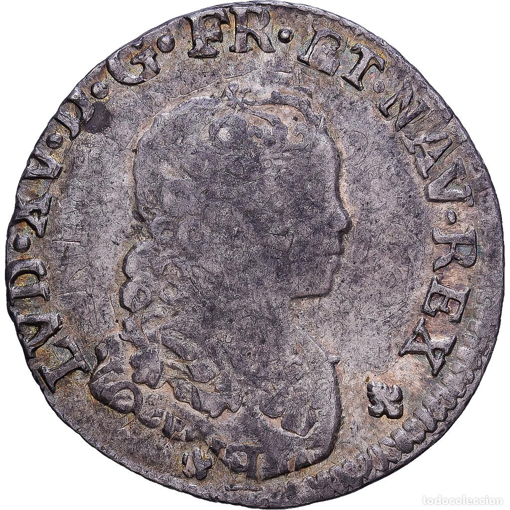 Monedas antiguas de Europa: [#1546138] Francia, Louis XV, 1/10 &Eacute;cu vertugadin, 1716, Bordeaux, r&eacute;form&eacute;, Plata, BC+