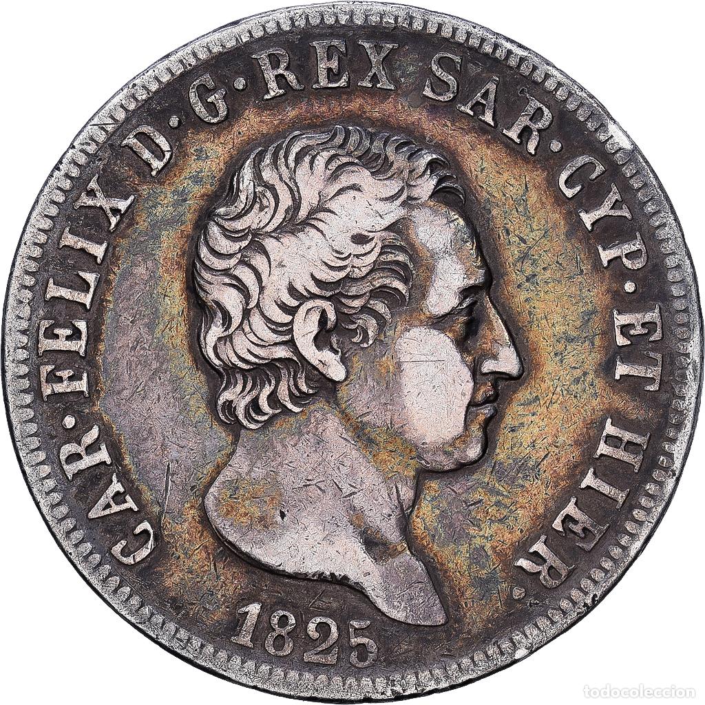 Monedas antiguas de Europa: [#1117934] Moneda, Estados italianos, SARDINIA, Carlo Felice, 5 Lire, 1825, Torino, BC+
