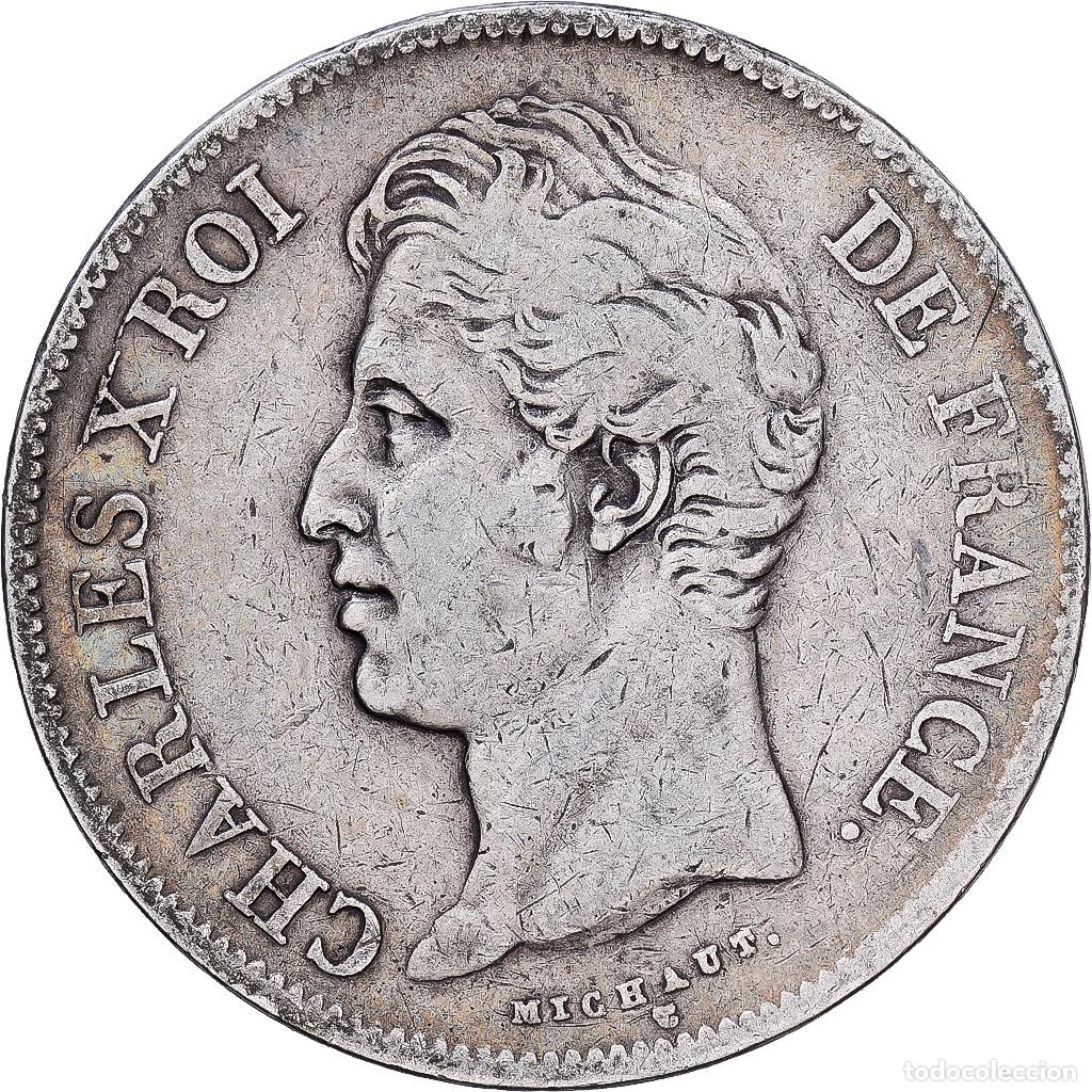Monedas antiguas de Europa: [#1117972] Francia, Charles X, 5 Francs, 1827, Bayonne, Plata, BC+, Gadoury:644