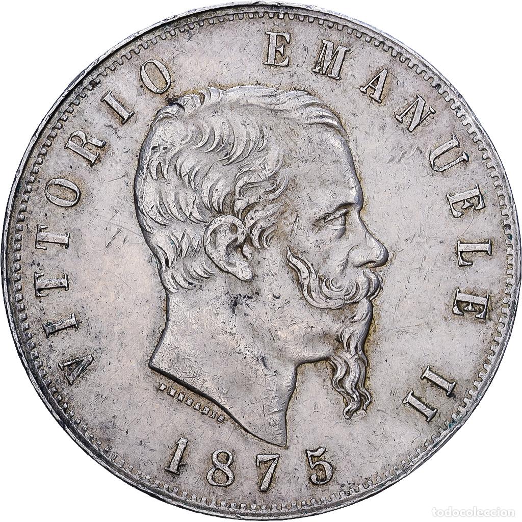 Monedas antiguas de Europa: [#1546127] Italia, Vittorio Emanuele II, 5 Lire, 1875, Milan, Plata, MBC, KM:8
