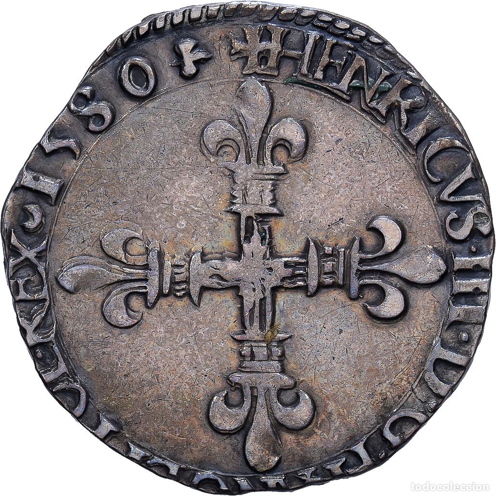 Monedas antiguas de Europa: [#1546157] Francia, Henri III, 1/8 Ecu, 1580, La Rochelle, Plata, MBC+, Duplessy:1134