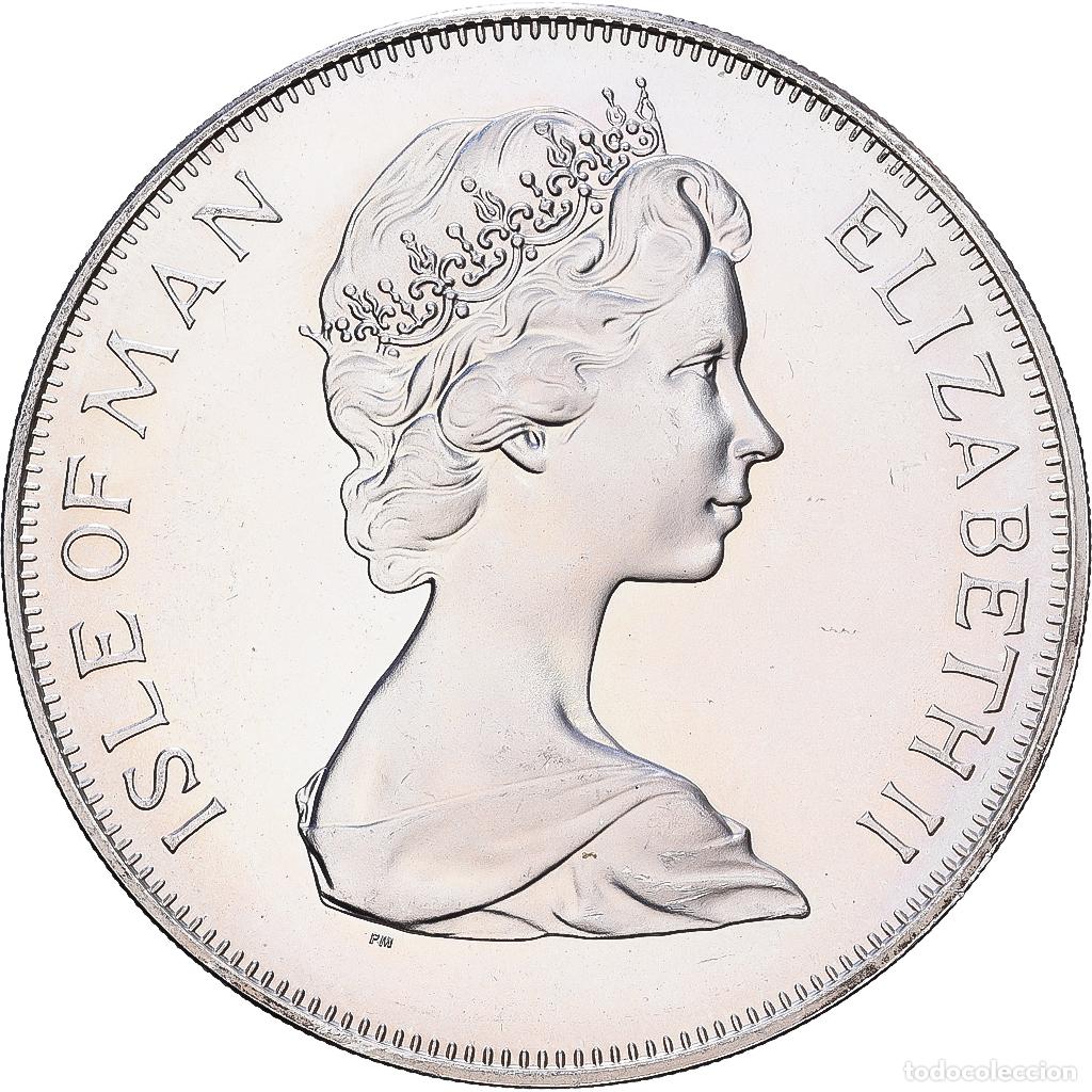 Monedas antiguas de Europa: [#1540110] Isla de Man, Elizabeth II, Crown, 1977, Pobjoy Mint, Plata, EBC+, KM:41a