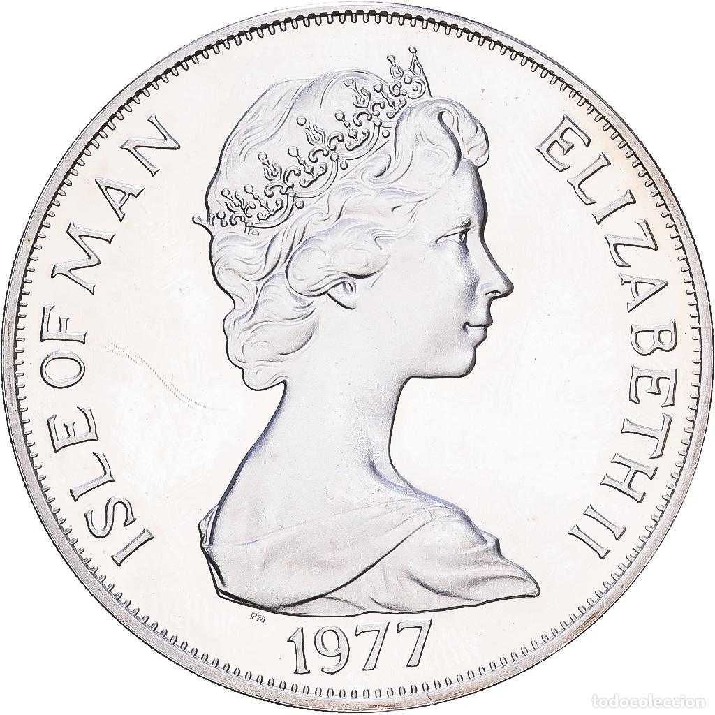 Monedas antiguas de Europa: [#1540117] Isla de Man, Elizabeth II, Crown, 1977, Pobjoy Mint, Plata, EBC+, KM:42a