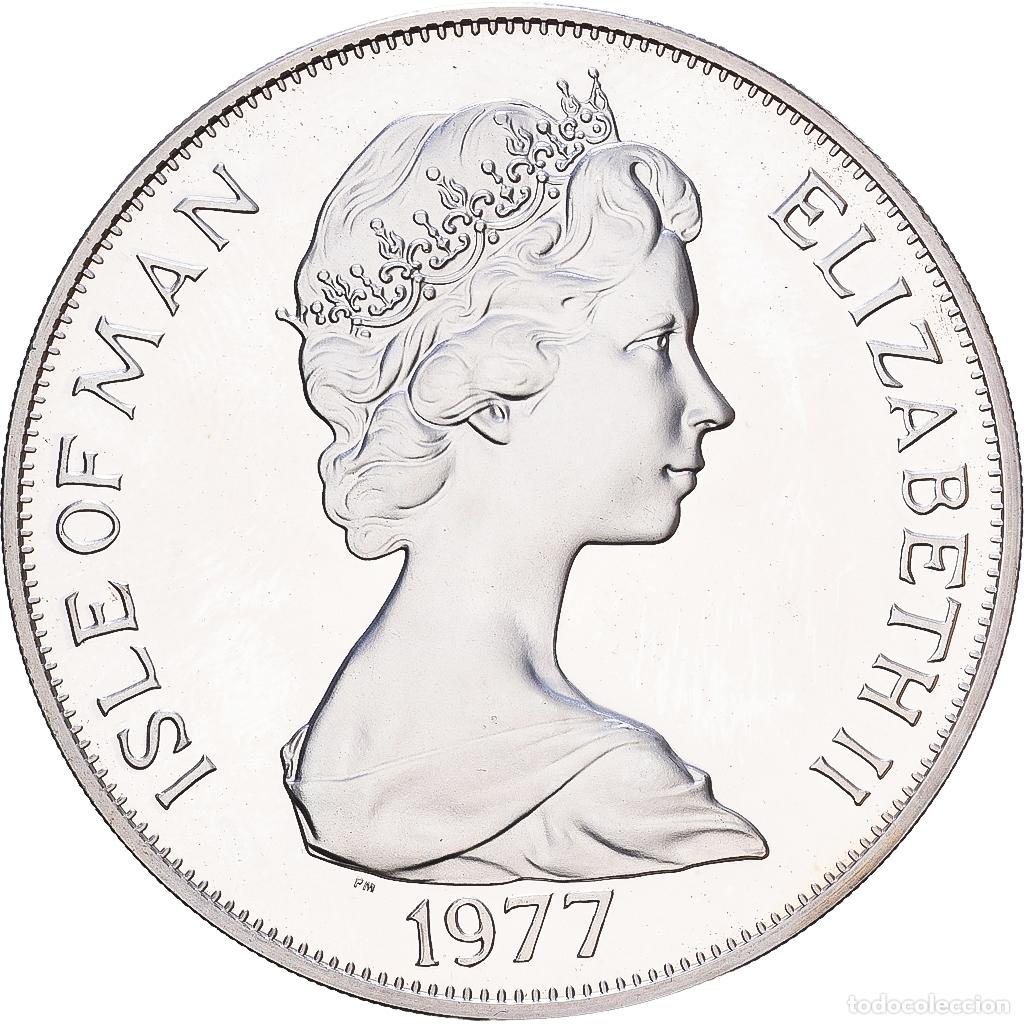 Monedas antiguas de Europa: [#1540126] Isla de Man, Elizabeth II, Crown, 1977, Pobjoy Mint, Plata, EBC, KM:42a