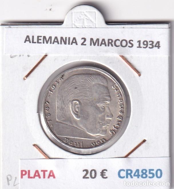 Monedas antiguas de Europa: CR4850 MONEDA ALEMANIA 2 MARCOS 1934 PLATA