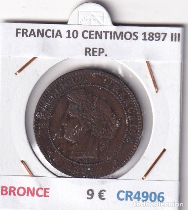 Monedas antiguas de Europa: CR4906 MONEDA FRANCIA 10 CENTIMOS 1897 III REP. BRONCE