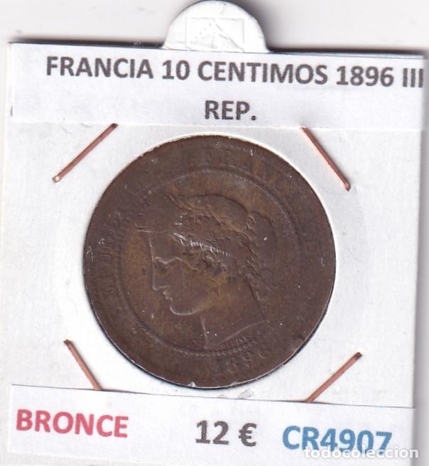 Monedas antiguas de Europa: CR4907 MONEDA FRANCIA 10 CENTIMOS 1896 III REP. BRONCE