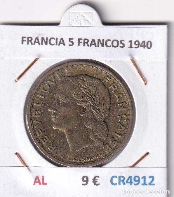 Monedas antiguas de Europa: CR4912 MONEDA FRANCIA 5 FRANCOS 1940 ALUMINIO