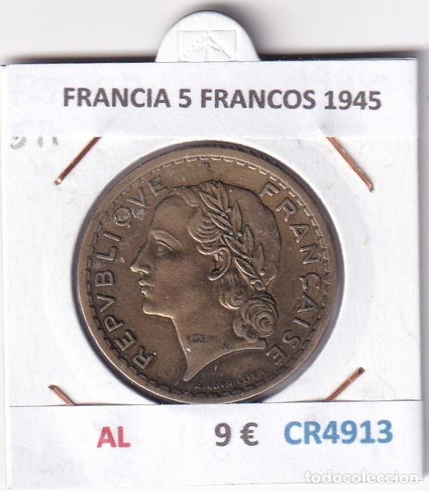Monedas antiguas de Europa: CR4913 MONEDA FRANCIA 5 FRANCOS 1945 ALUMINIO