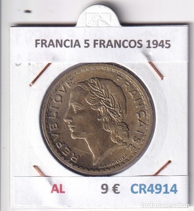 Monedas antiguas de Europa: CR4914 MONEDA FRANCIA 5 FRANCOS 1945 ALUMINIO