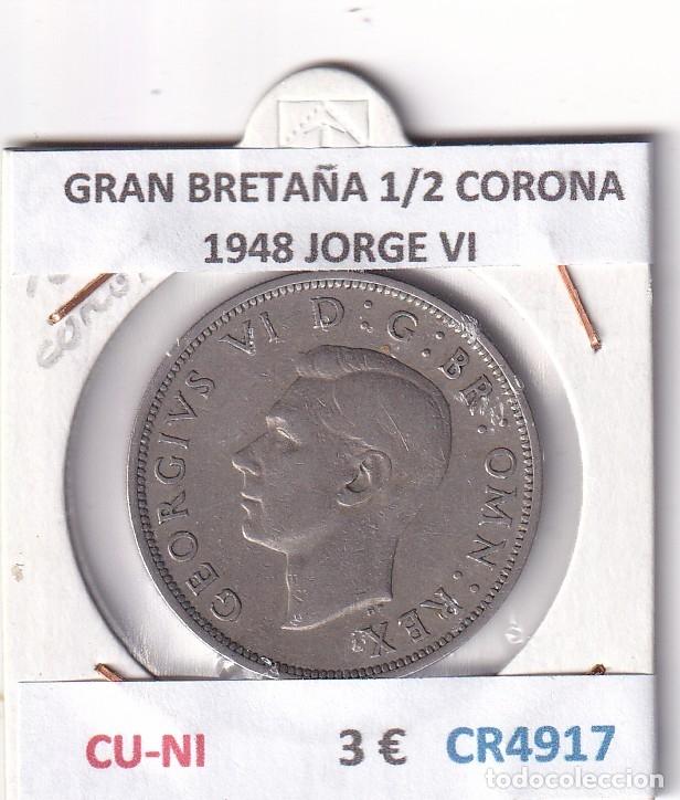 Monedas antiguas de Europa: CR4917 MONEDA GRAN BRETA&Ntilde;A 1/2 CORONA 1948 JORGE VI CU-NI