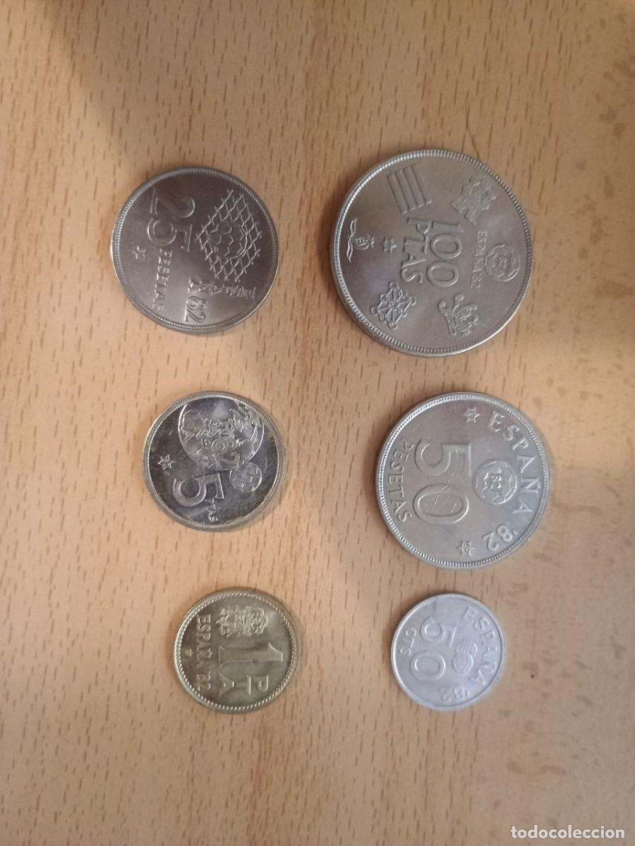 Monedas antiguas de Europa: moneda de pesetas 100,50,25,5,1 mundial 82