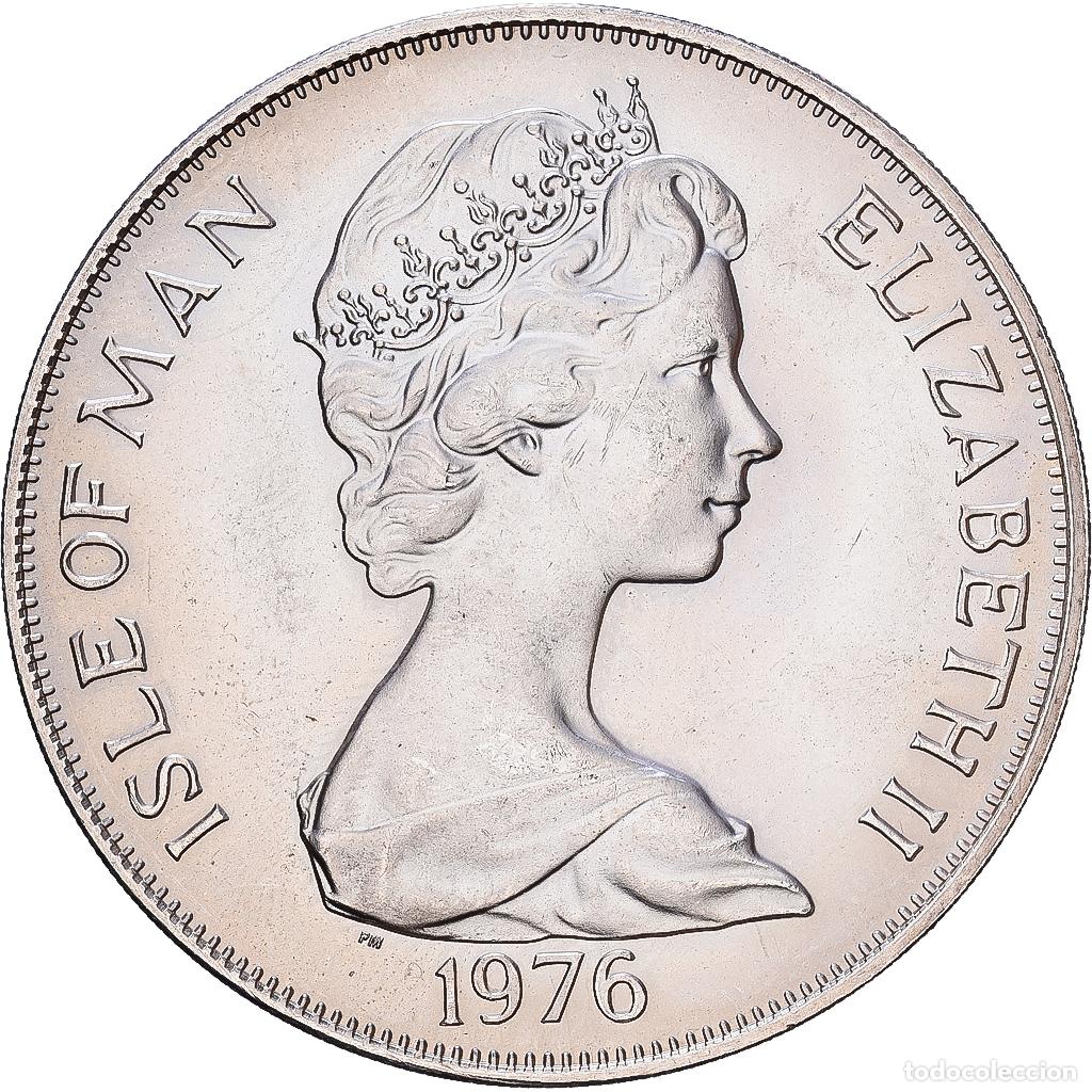 Monedas antiguas de Europa: [#1540129] Isla de Man, Elizabeth II, Crown, 1976, Pobjoy Mint, Plata, EBC, KM:38a