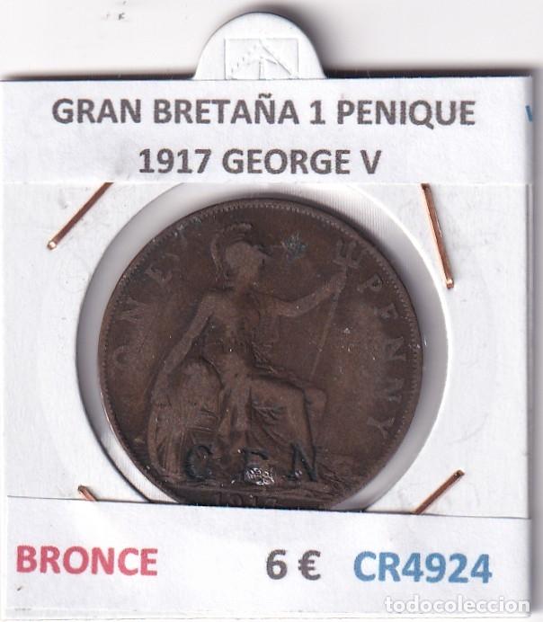 Monedas antiguas de Europa: CR4924 MONEDA GRAN BRETA&Ntilde;A 1 PENIQUE 1917 GEORGE V BRONCE