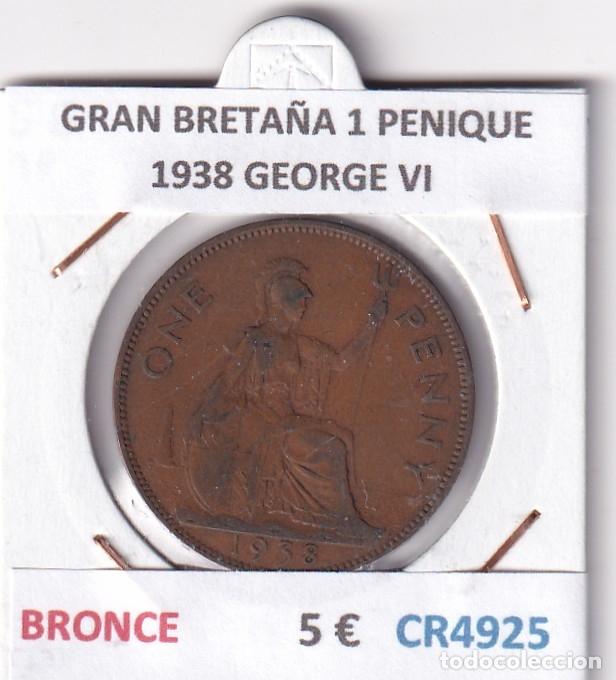 Monedas antiguas de Europa: CR4925 MONEDA GRAN BRETA&Ntilde;A 1 PENIQUE 1938 GEORGE VI BRONCE