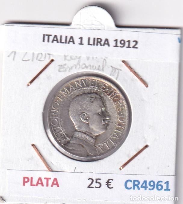 Monedas antiguas de Europa: CR4961 MONEDA ITALIA 1 LIRA 1912 PLATA