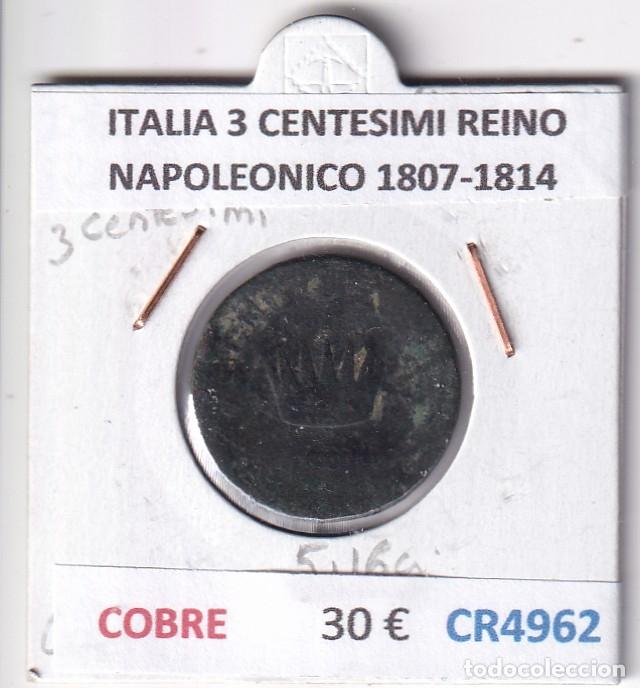 Monedas antiguas de Europa: CR4962 MONEDA ITALIA 3 CENTESIMI REINO NAPOLEONICO 1807-1814 COBRE