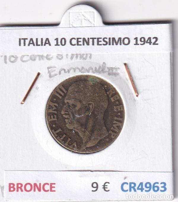 Monedas antiguas de Europa: CR4963 MONEDA ITALIA 10 CENTESIMO 1942 BRONCE