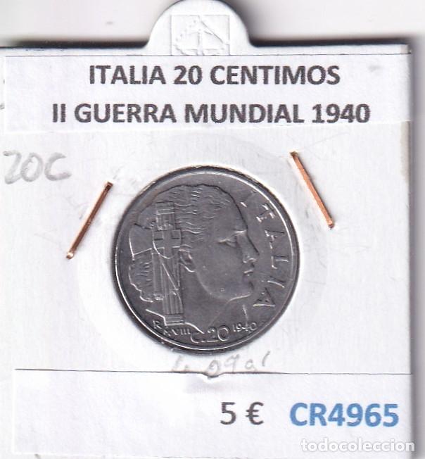 Monedas antiguas de Europa: CR4965 MONEDA ITALIA 20 CENTIMOS II GUERRA MUNDIAL 1940