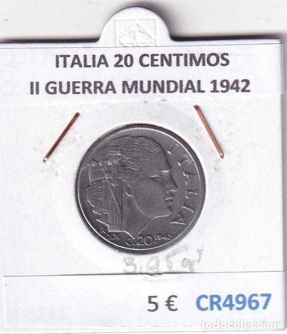 Monedas antiguas de Europa: CR4967 MONEDA ITALIA 20 CENTIMOS II GUERRA MUNDIAL 1942