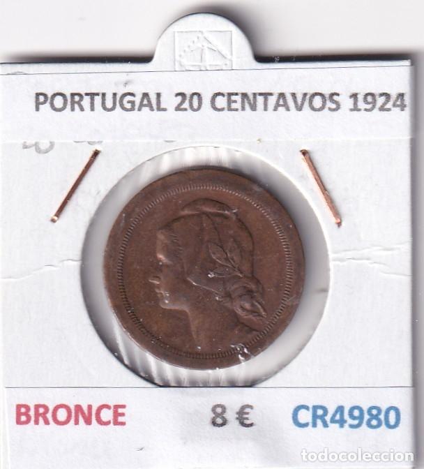 Monedas antiguas de Europa: CR4980 MONEDA PORTUGAL 20 CENTAVOS 1924 BRONCE