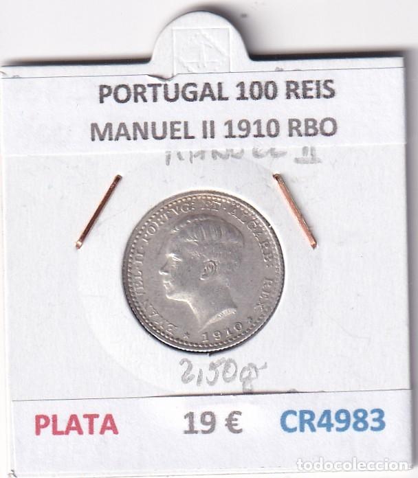 Moedas antigas da Europa: CR4983 MONEDA PORTUGAL 100 REIS MANUEL II 1910 RBO PLATA