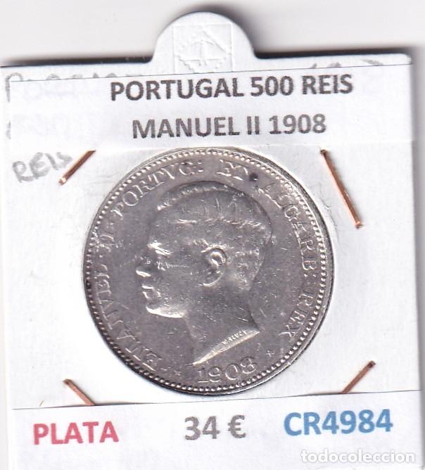Moedas antigas da Europa: CR4984 MONEDA PORTUGAL 500 REIS MANUEL II 1908 PLATA