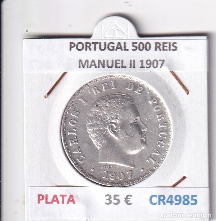 Old Coins of Europe: CR4985 MONEDA PORTUGAL 500 REIS MANUEL II 1907 PLATA