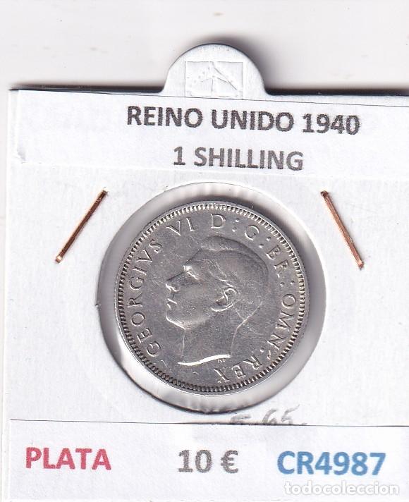 Monedas antiguas de Europa: CR4987 MONEDA REINO UNIDO 1940 1 SHILLING PLATA