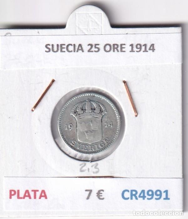 Monedas antiguas de Europa: CR4991 MONEDA SUECIA 25 ORE 1914 PLATA