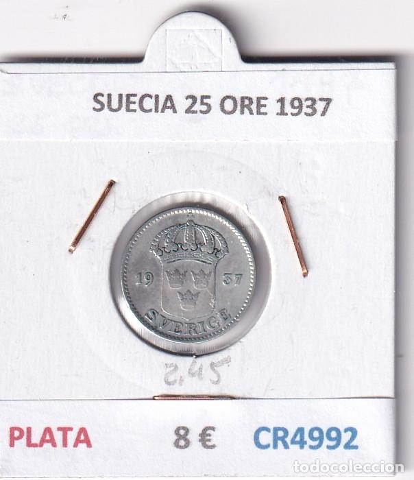 Monedas antiguas de Europa: CR4992 MONEDA SUECIA 25 ORE 1937 PLATA