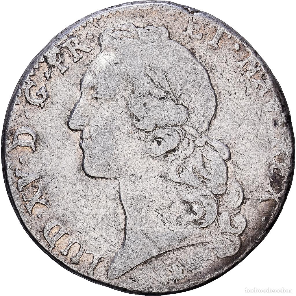 Monedas antiguas de Europa: [#1117994] Francia, Louis XV, Ecu, &Eacute;cu au bandeau, 1756, Aix, Plata, BC+, Gadoury:322