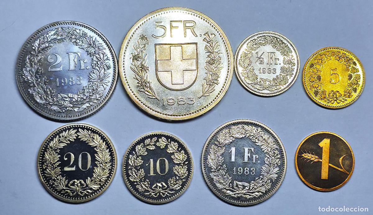 Monedas antiguas de Europa: SET 8 MONEDAS SUIZA 1983 FDC 1, 5, 10, 20 CENTIMOS Y 1/2, 1, 2 Y 5 FRANCOS